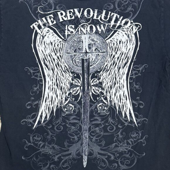 Vintage‎ Y2K T-Shirt Mens XL Revolution Cross Wings Graphic Pinkman - Picture 3 of 6